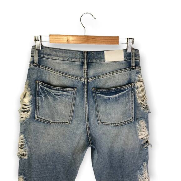 Pistola Relaxed Straight Distressed High Rise Jeans 26 Light Wash Button Fly - Picture 6 of 11